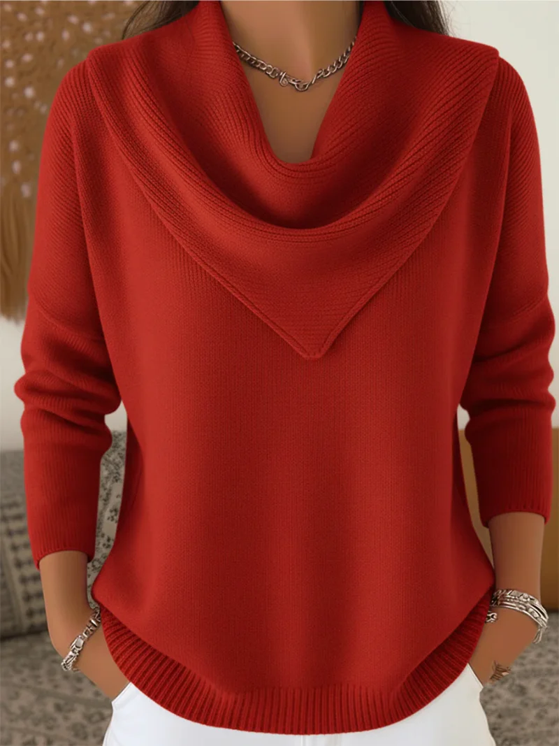 Tavelin - Soft-Touch-Pullover mit Wasserfallkragen