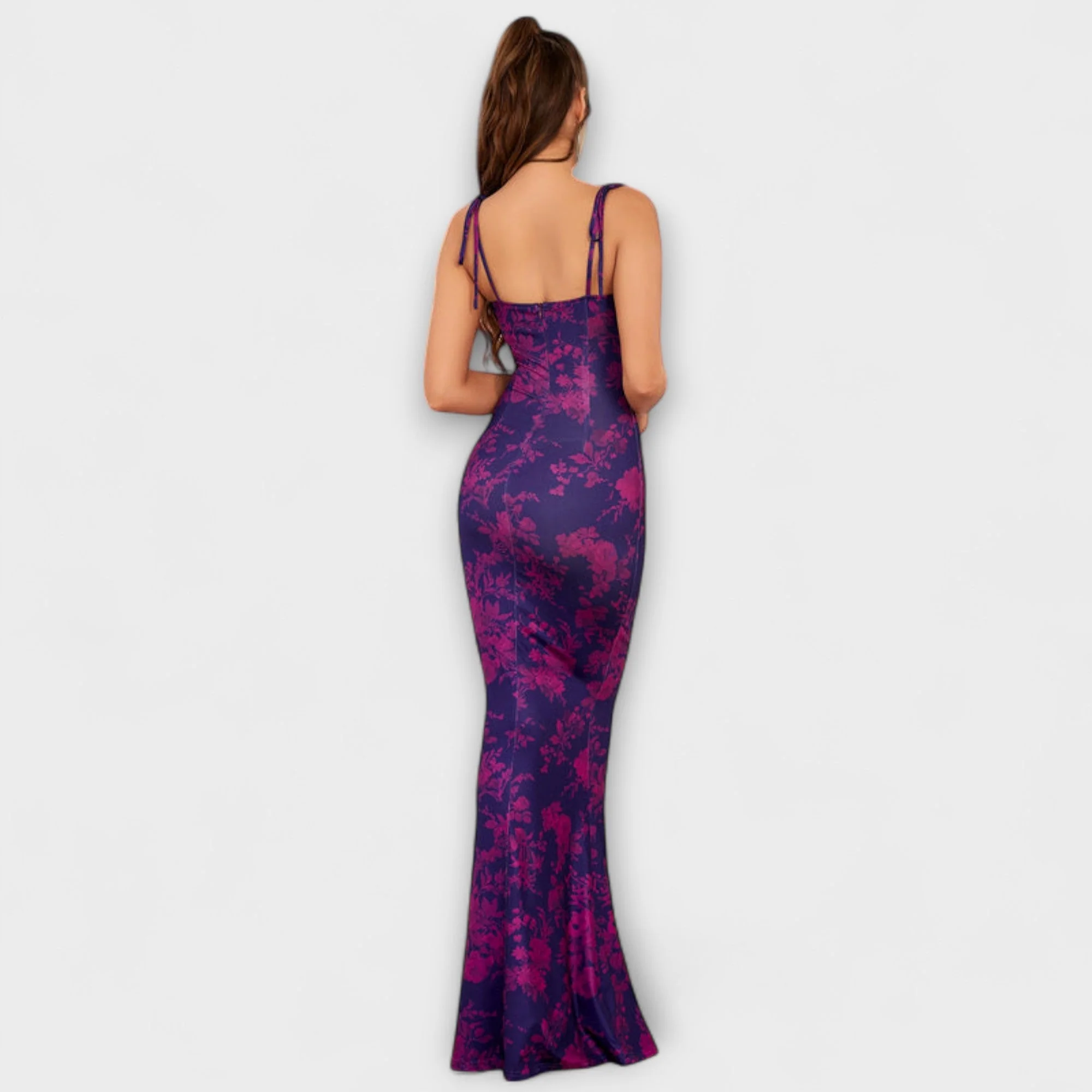 Thalia - Floral Print Prom Dress mit gebundenen Schulterträgern - Image 4