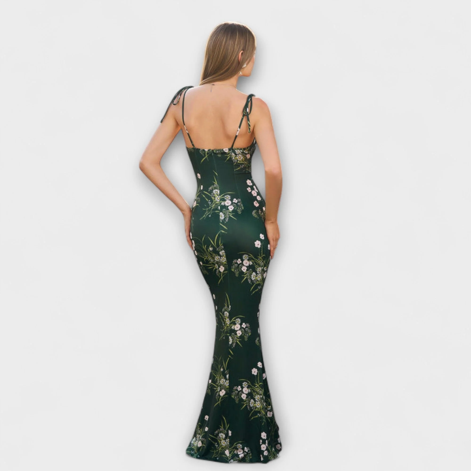 Thalia - Floral Print Prom Dress with Tied Shoulder Straps - Image 15