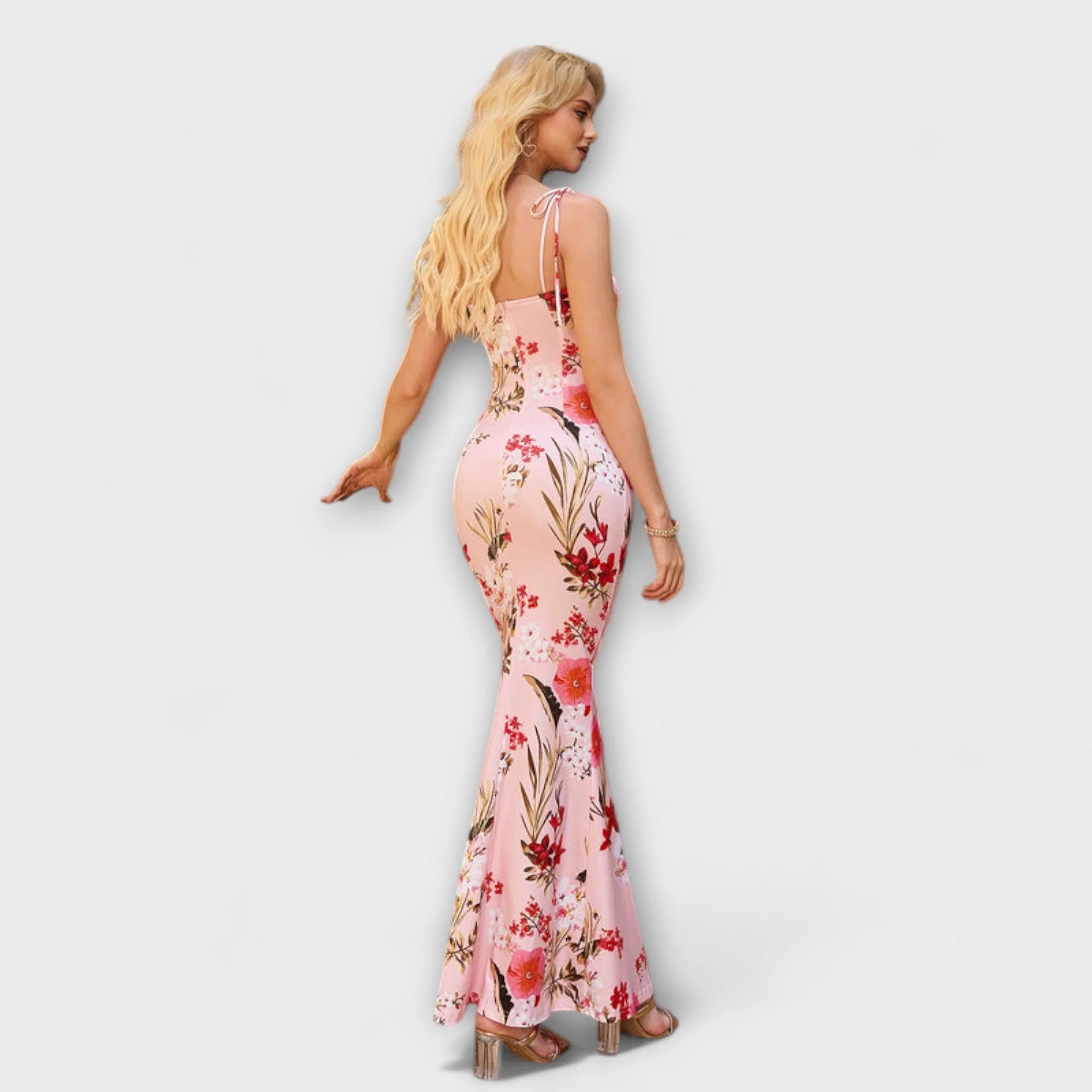 Thalia - Floral Print Prom Dress with Tied Shoulder Straps - Image 28