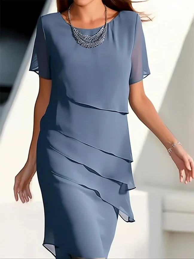 Thema™ – Damen Midi-Kleid mit Eleganten Overlays