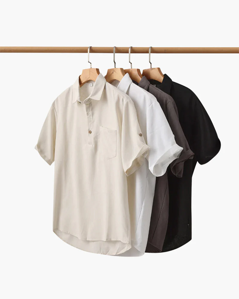 Thiago | Sommer Herren Poloshirt aus Leinen mit Brusttasche