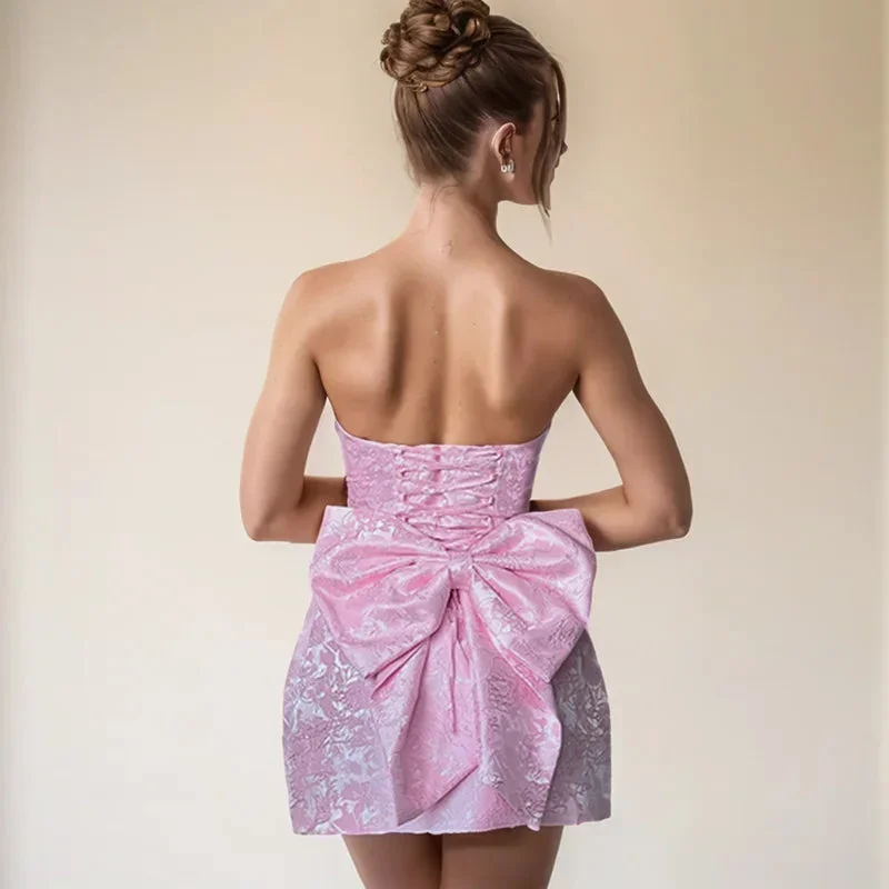 Rita | Damen Trägerloses Jacquard Minikleid Rückenausschnitt – Jacquard Mini 2026 - Image 5
