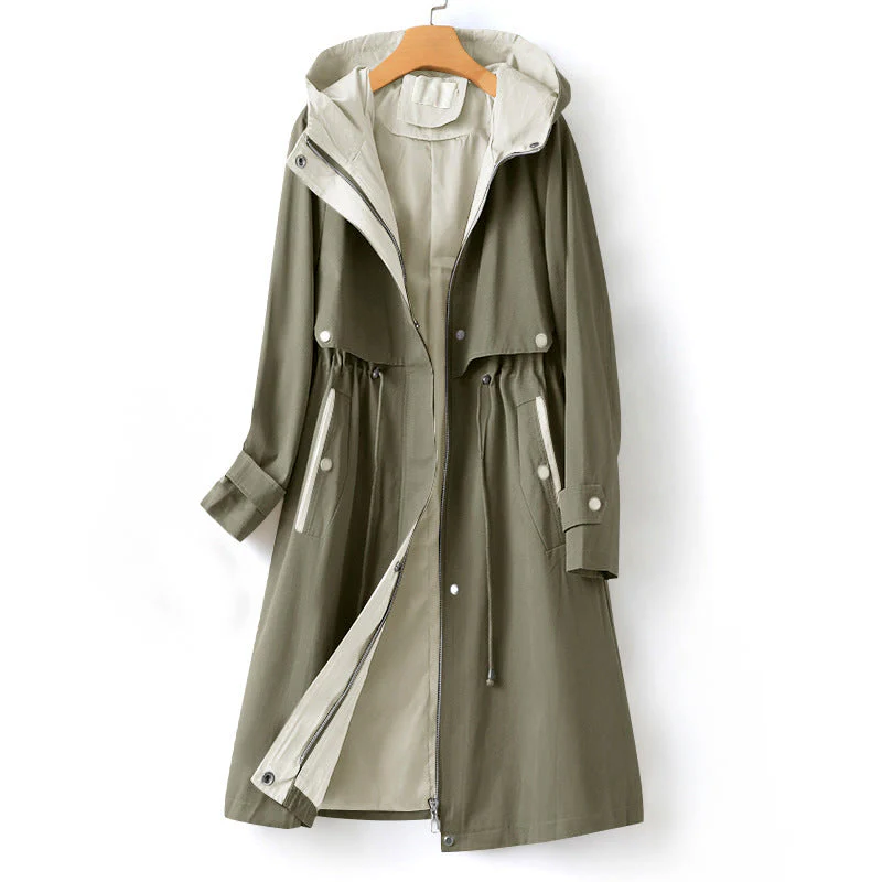 Trenchcoat Damen | Langer Übergangsmantel Mit Kapuze - Image 3