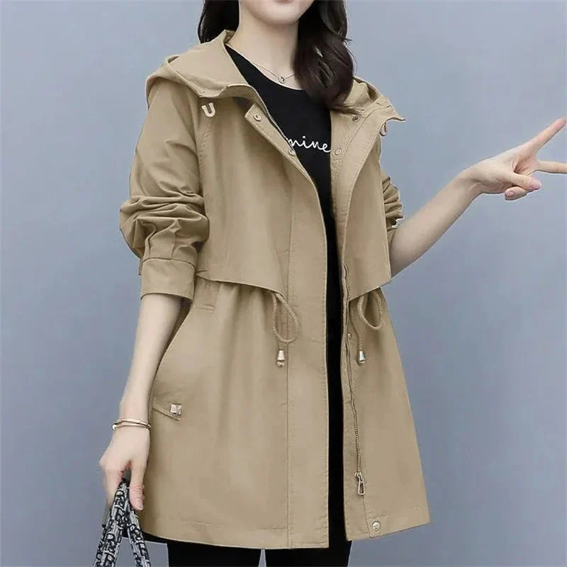 Trenchcoat Damen | Übergangszeit Mit Mittlerem Schnitt Und Kapuze - Image 2
