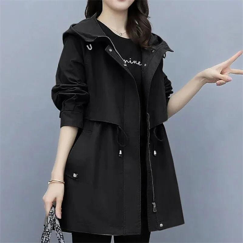 Trenchcoat Damen | Übergangszeit Mit Mittlerem Schnitt Und Kapuze - Image 3
