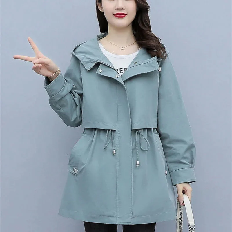 Trenchcoat Damen | Übergangszeit Mit Mittlerem Schnitt Und Kapuze - Image 4
