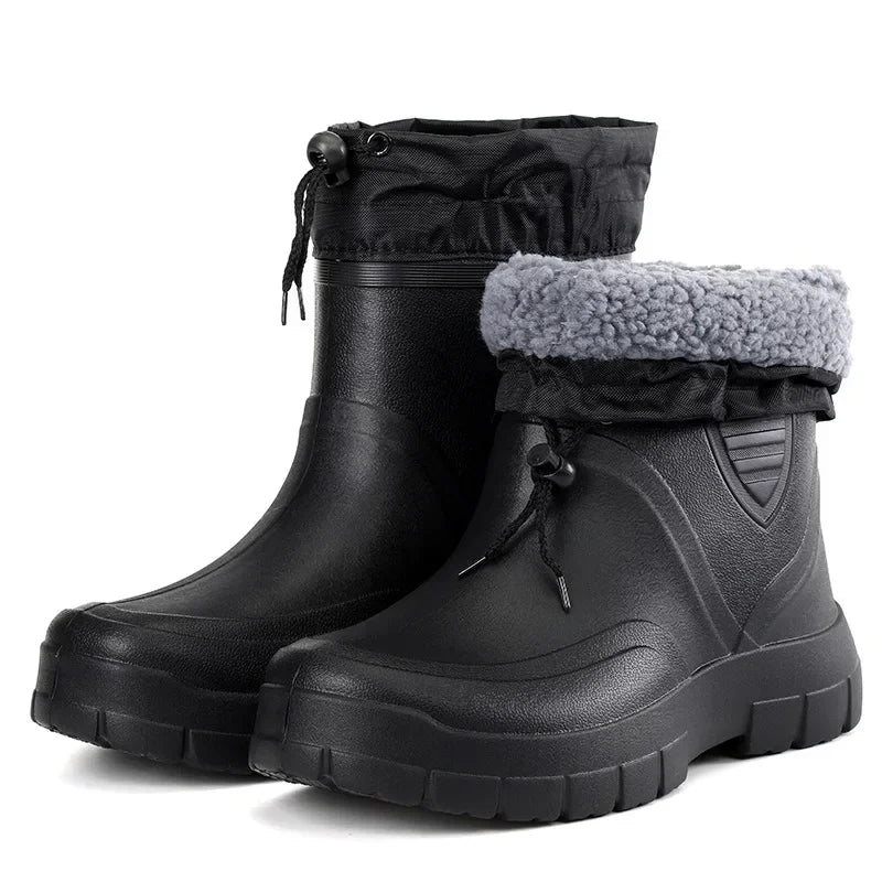 Unisex Gefütterte Gummistiefel mit Rutschfester Sohle und Kordelzug