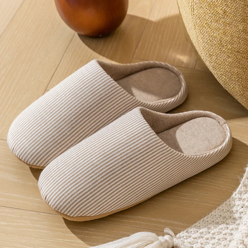 Unisex Gestreifte Drinnen Hausschuhe | Bequem