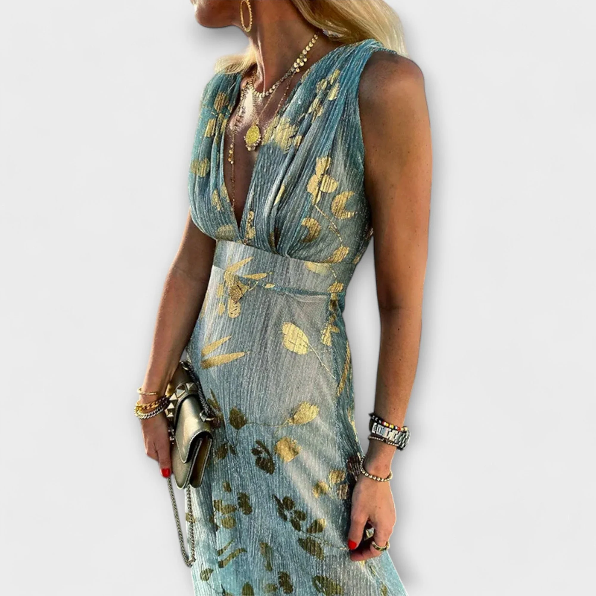 V-Ausschnitt Kleid mit Glitzerverzierungen - Image 3