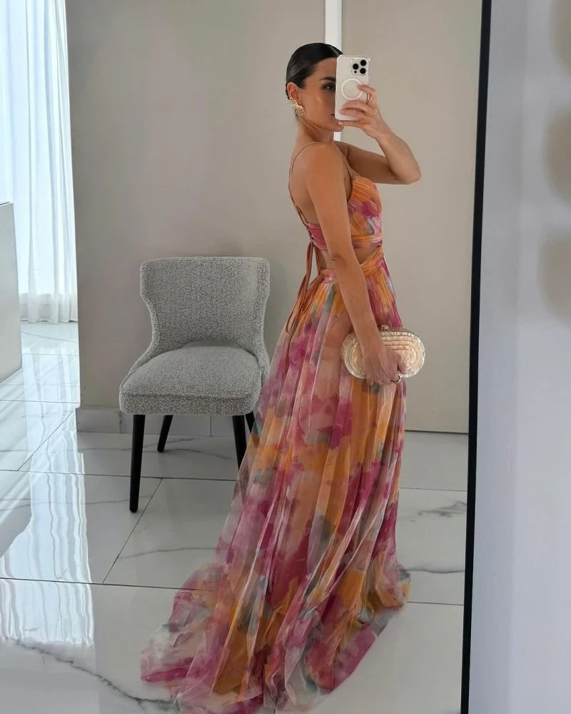 Valeria | Damen Maxikleid Floral Elegant Fließend - Image 2