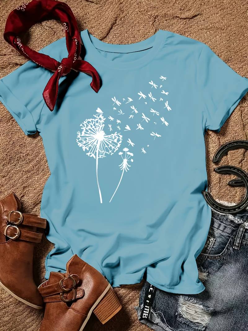 Vanessa | Lässiges T Shirt mit grafischem Löwenzahn Print - Image 6