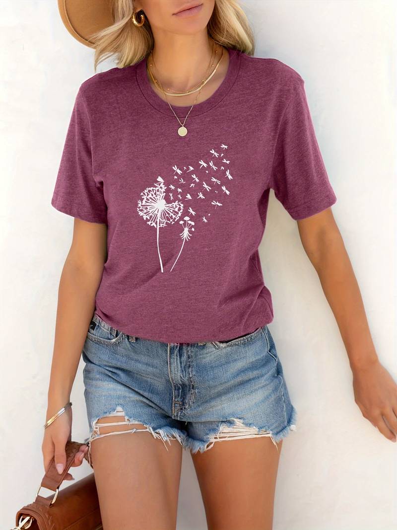 Vanessa | Lässiges T Shirt mit grafischem Löwenzahn Print - Image 8