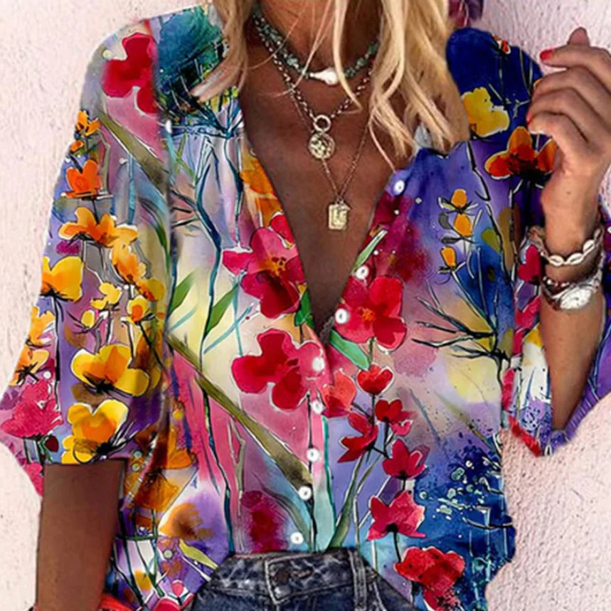 Vanessa | Trendy Boho Casual V Ausschnitt Bluse - Image 12