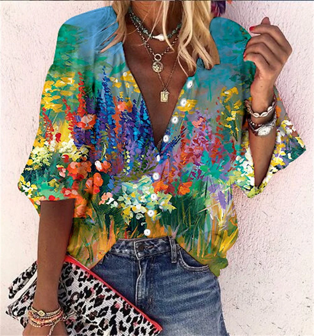 Vanessa | Trendy Boho Casual V Ausschnitt Bluse - Image 5