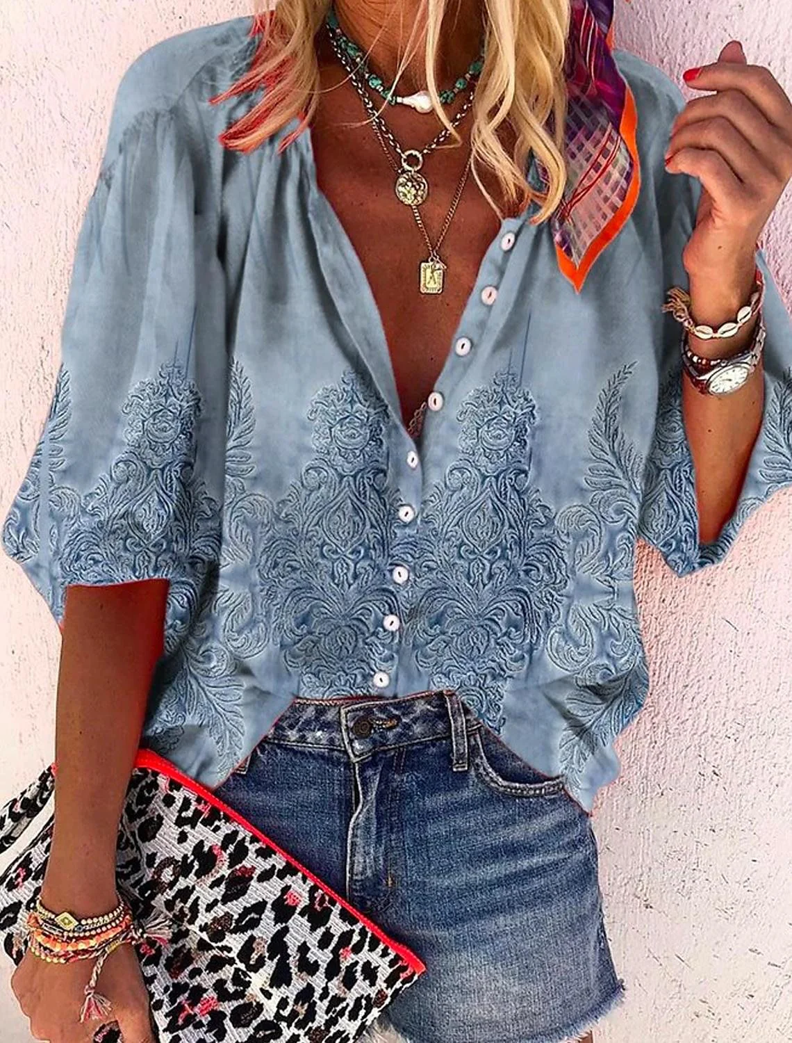 Vanessa | Trendy Boho Casual V Ausschnitt Bluse - Image 9