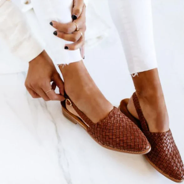 Verena Damen Frühlings Geflochtene Slingback-Ballerinas