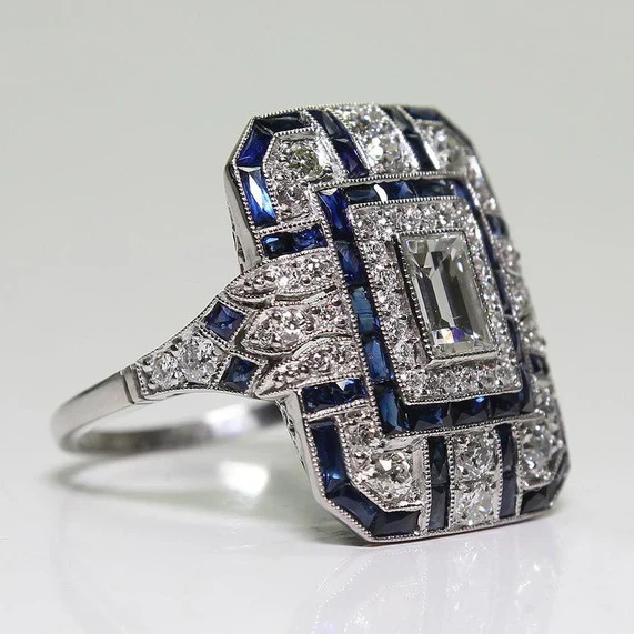 Vintage Blue Bright Silber Ring