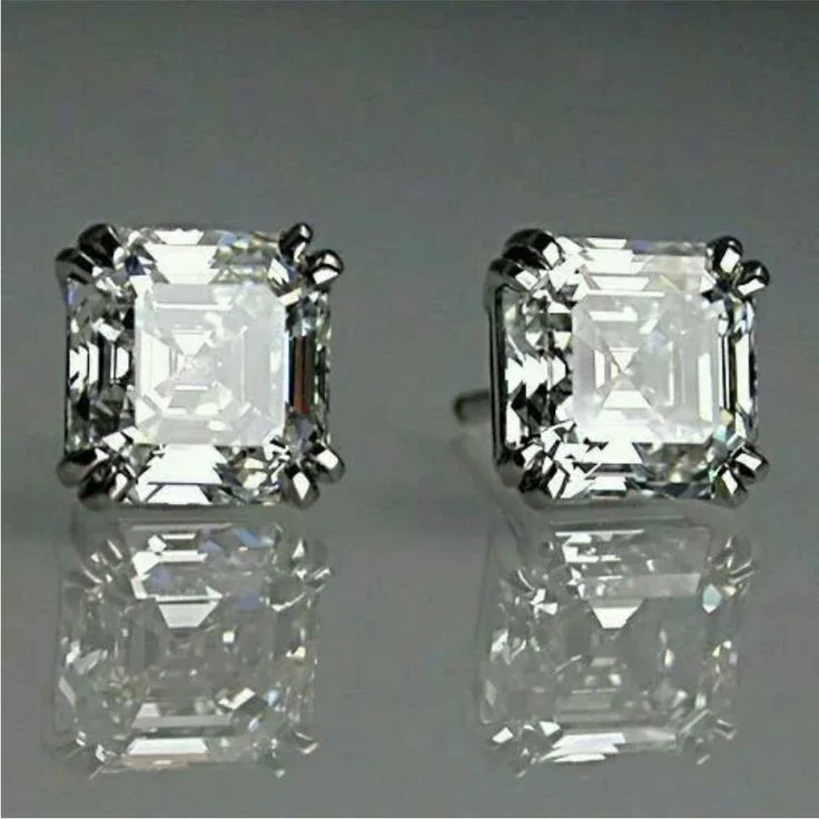 Vintage Cubic Weiß Silber Ohrringe
