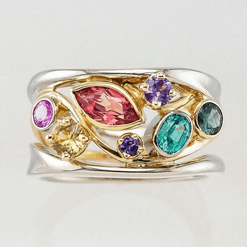 Vintage Gold & Silber Bunte Zirkonia Ring