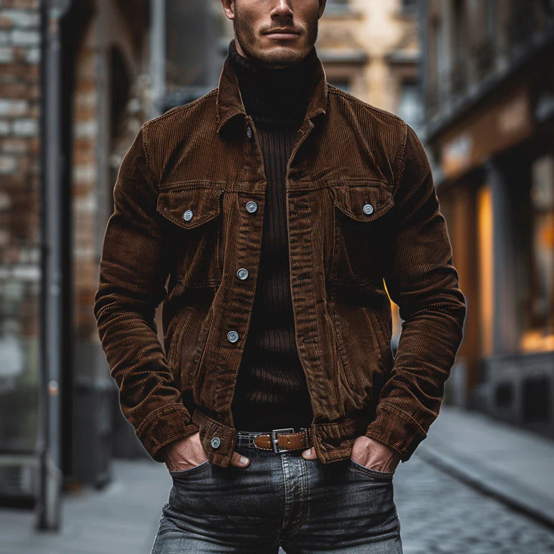 Vintage-Jacke mit Mehreren Brusttaschen für Herren