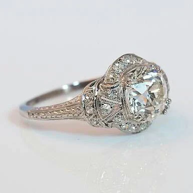 Vintage Silber Weiß Kristall Ring