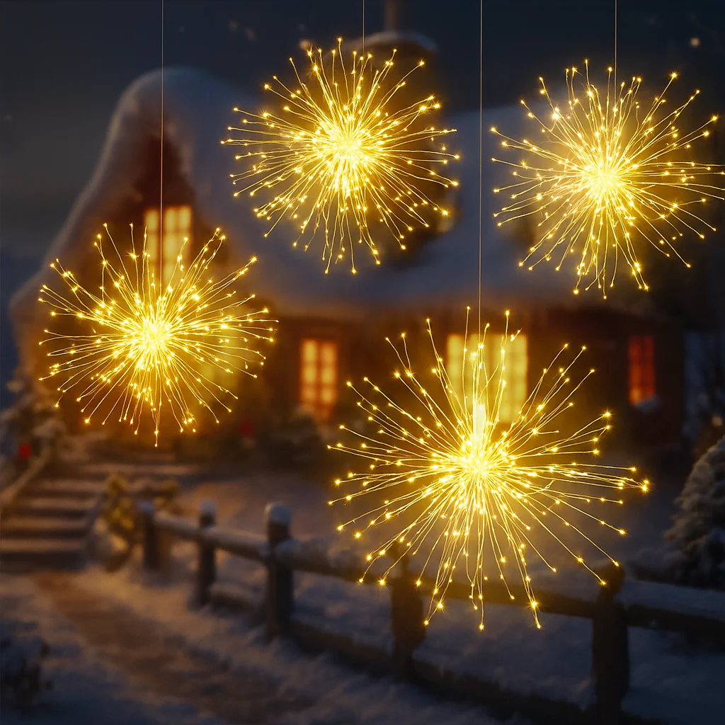 Weihnachtsbeleuchtung Außen LED Feuerwerk Lichter USB