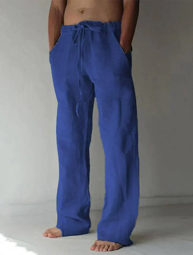 Weite Leinen Comfort-Fit Hose mit Kordelzug Herren Lang - Image 10