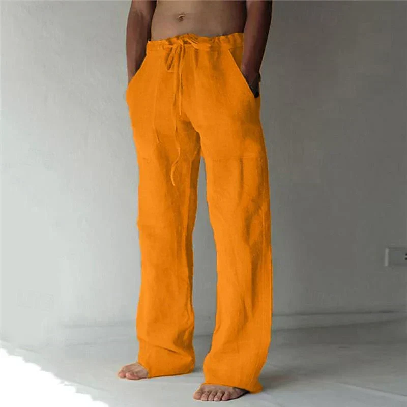 Weite Leinen Comfort-Fit Hose mit Kordelzug Herren Lang - Image 7