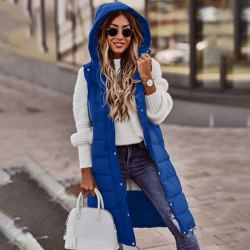 Weste Damen Lang Mit Kapuze | Winter Steppdesign