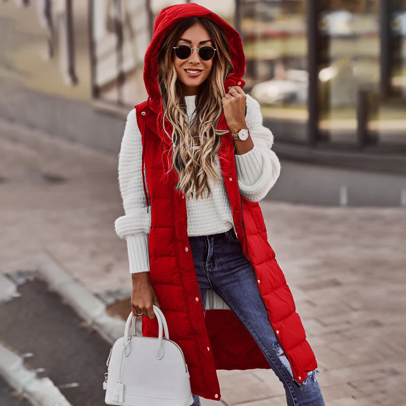 Weste Damen Lang Mit Kapuze | Winter Steppdesign - Image 3