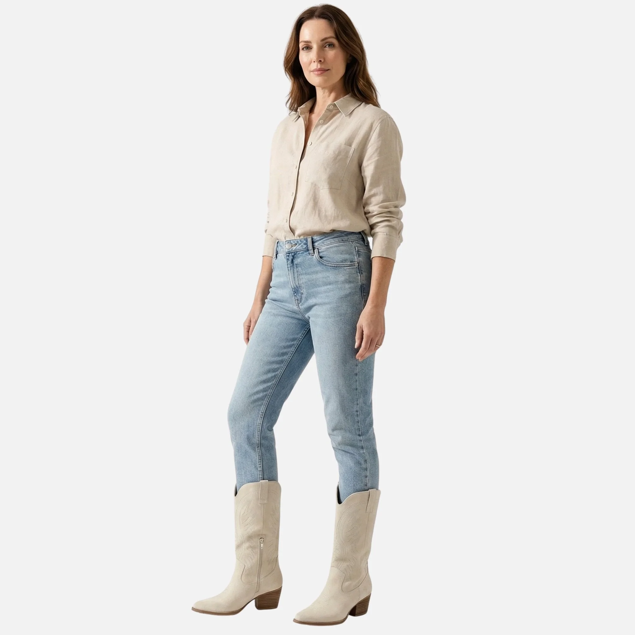 Kathrin | Damen Wildleder Westernstiefel Hoher Schaft – Hohe Western Stiefel Damen