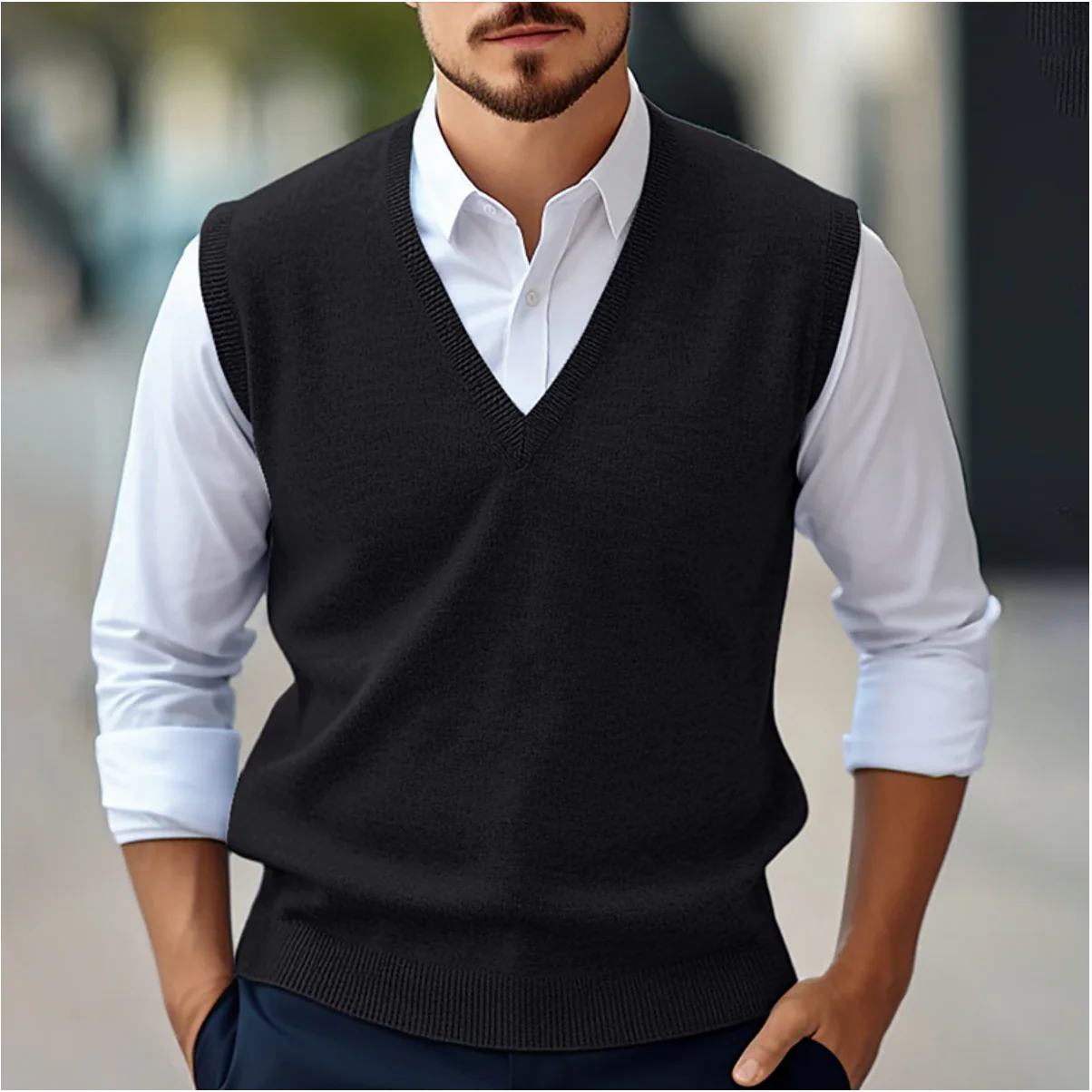 William – Klassische Strickweste mit V-Ausschnitt für Herren - Image 5