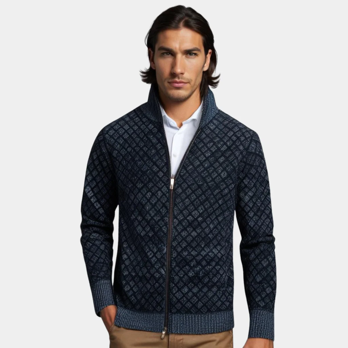 William – Strukturierte Herren Strickjacke mit Reißverschluss
