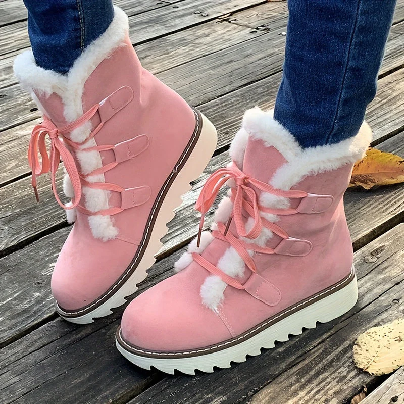 Winterschuhe Damen | Mit Schnürung Und Plateausohle Stiefel - Image 4
