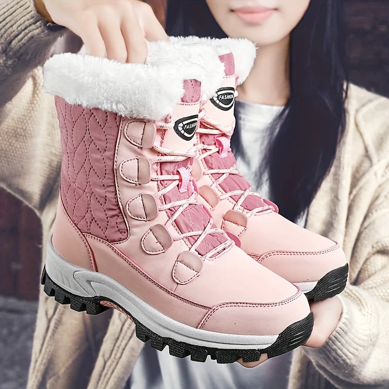 Winterschuhe Damen| Mit Schnürung Und Runder Kappe Stiefel