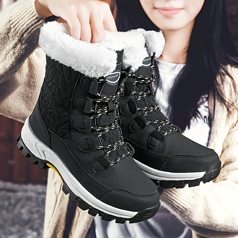 Winterschuhe Damen| Mit Schnürung Und Runder Kappe Stiefel - Image 2