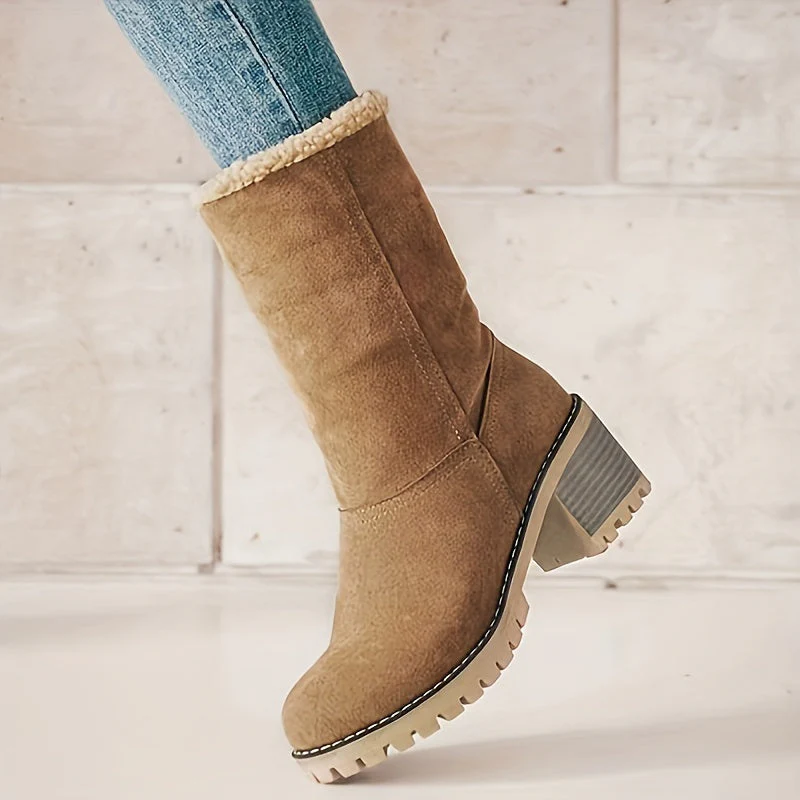 Winterschuhe Damen | Slip-On Stiefel Mit Blockabsatz - Image 5