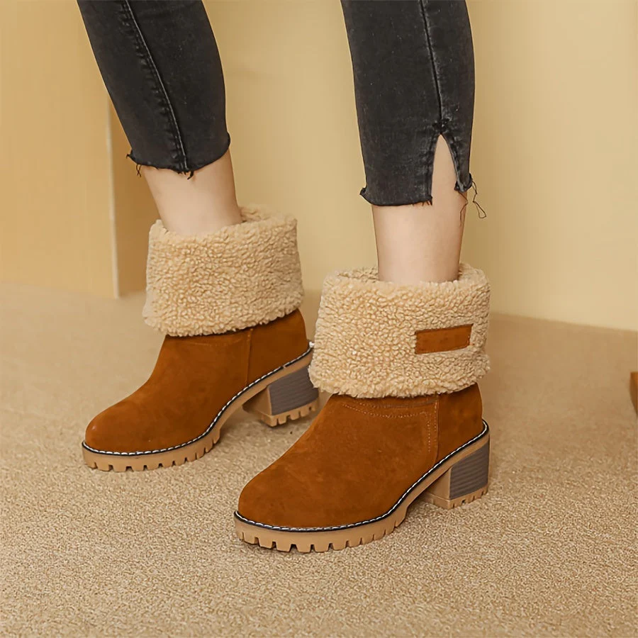 Winterschuhe Damen | Slip-On Stiefel Mit Blockabsatz - Image 6