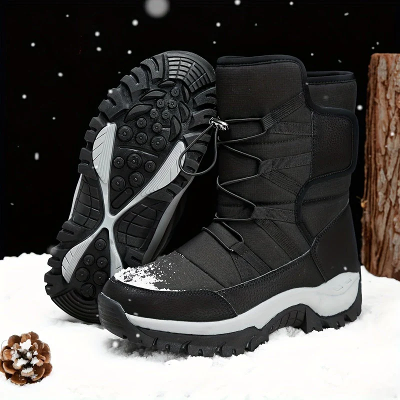 Winterschuhe Herren | High Cut Stiefel Mit Klettverschluss Und Kordelzug - Image 2
