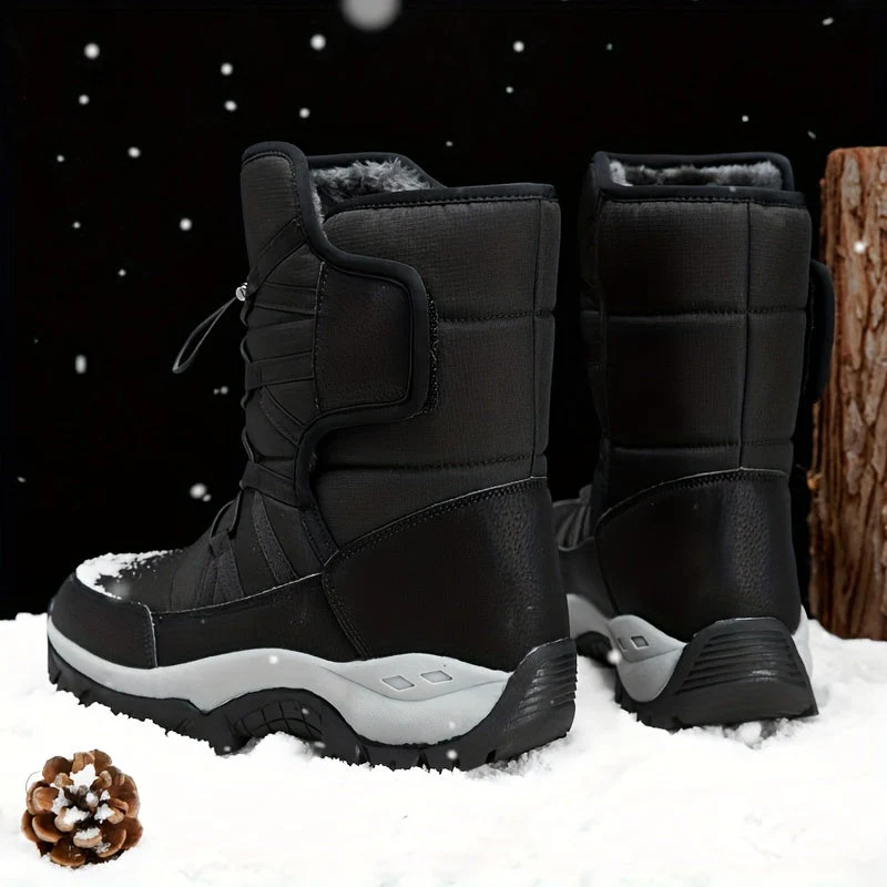 Winterschuhe Herren | High Cut Stiefel Mit Klettverschluss Und Kordelzug - Image 5